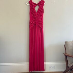 BCBGMaxAzria Hot Pink Sleeveless V-Neck Maxi Dress